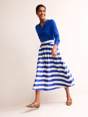 BODEN Isabella Cotton Sateen Midi Skirt with pockets 6P